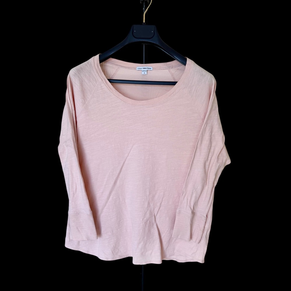 Standard James Perse Women Light‎ Pink Raglan Long Sleeve Slub Jersey Tee Size 4